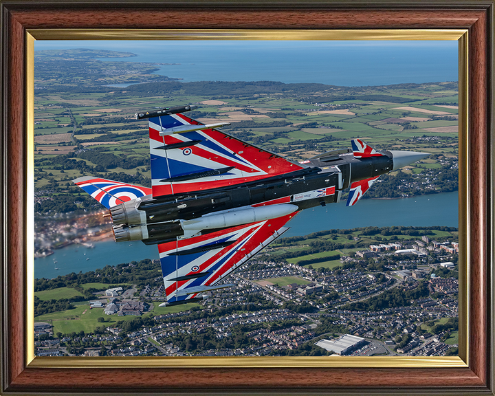 RAF Typhoon with Union Jacks Photo Print - Royal Air Force Aircraft Hampshire Prints 10 x 8 Classic Frame No