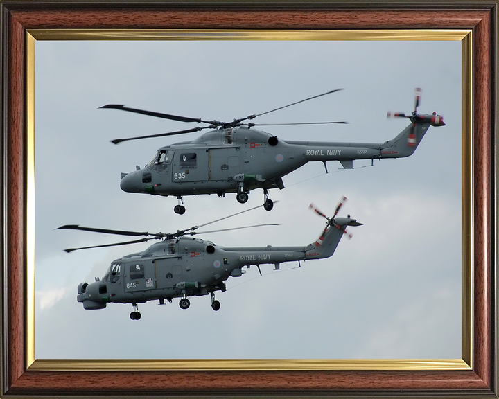 Two Westland Lynx Helicopters in Flight Photo Print - Royal Navy Aircraft Hampshire Prints 10 x 8 Classic Frame No
