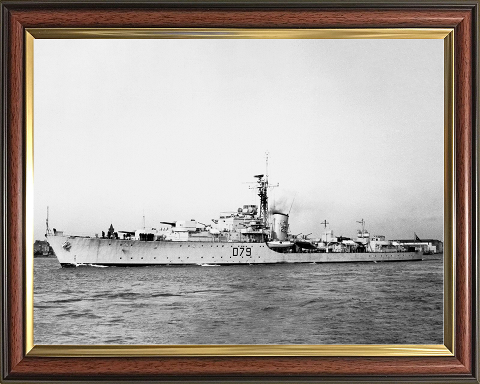 HMS Cadiz (D79) Royal Navy Battle Class Destroyer Port Side View Photo Print Wall Art Decor Posters, Prints, & Visual Artwork Hampshire Prints 10 x 8 Classic Frame No