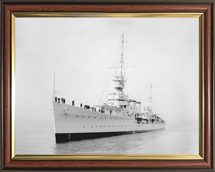 HMS Despatch (D30) Royal Navy Danae Class Cruiser Port Bow View Photo Print Wall Art Decor Posters, Prints, & Visual Artwork Hampshire Prints 10 x 8 Classic Frame No