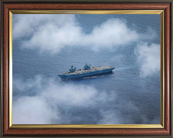 HMS Prince of Wales (R09) Photo Print - At Sea Aug 2025 - Royal Navy Queen Elizabeth Class Aircraft Carrier Hampshire Prints 10 x 8 Classic Frame No