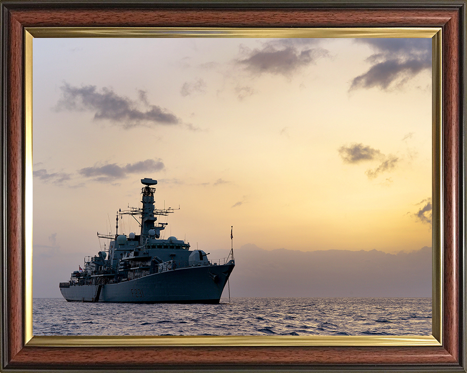 HMS Argyll (F231) Royal Navy Type 23 Frigate Anchored off Montserrat 2014 Photo Print Wall Art Decor Posters, Prints, & Visual Artwork Hampshire Prints 10 x 8 Classic Frame No