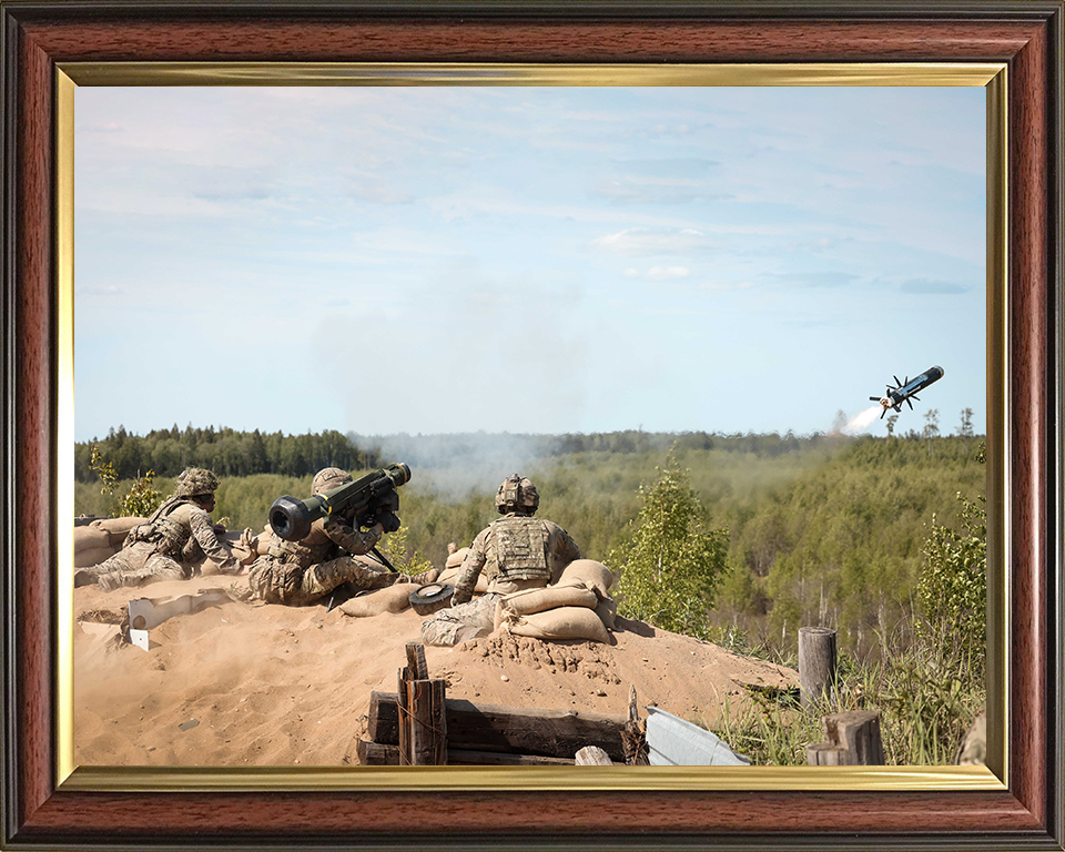 Royal Marine Commandos firing a Javelin Missile Photo Print - 45 Commando Hampshire Prints 10 x 8 Classic Frame No