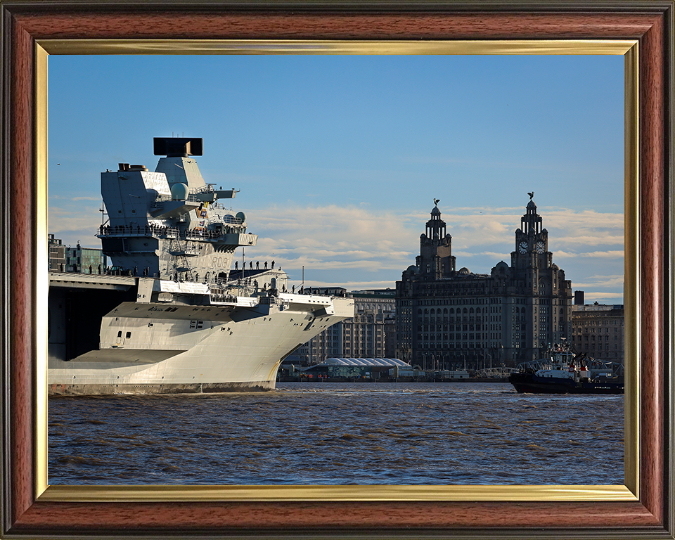 HMS Prince of Wales (R09) Photo Print - Liverpool - Royal Navy Queen Elizabeth Class Aircraft Carrier Hampshire Prints 10 x 8 Classic Frame No
