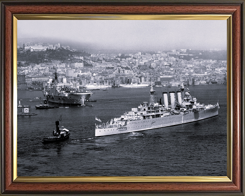 HMS Cumberland (57) Royal Navy County Class Cruiser Warship Naples 1955 Photo Print Wall Art Decor Posters, Prints, & Visual Artwork Hampshire Prints 10 x 8 Classic Frame No