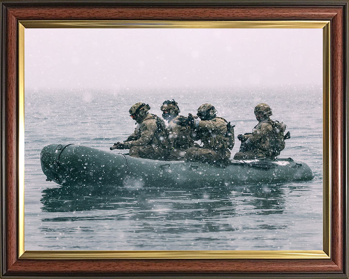 Royal Marines on a Inflatable Raiding Craft in the Snow Photo Print Norway 30 Commando Wall Art Military Decor Posters, Prints, & Visual Artwork Hampshire Prints 10 x 8 Classic Frame No