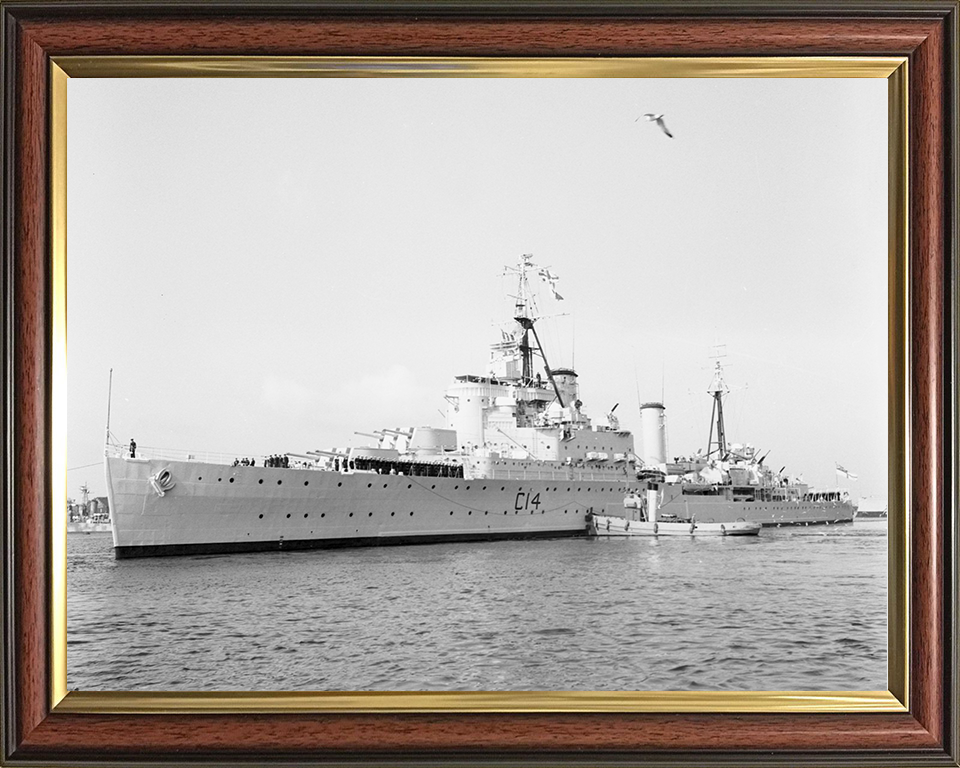 HMS Kenya (C14) Photo Print - Sweden 1958 - Royal Navy Fiji Class Light Cruiser Hampshire Prints 10 x 8 Classic Frame No