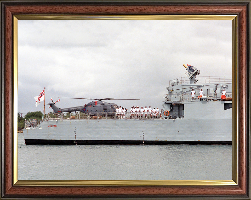 HMS Amazon (F169) Photo Print - Pearl Harbour 1986 - Royal Navy Type 21 Frigate Hampshire Prints 10 x 8 Classic Frame No
