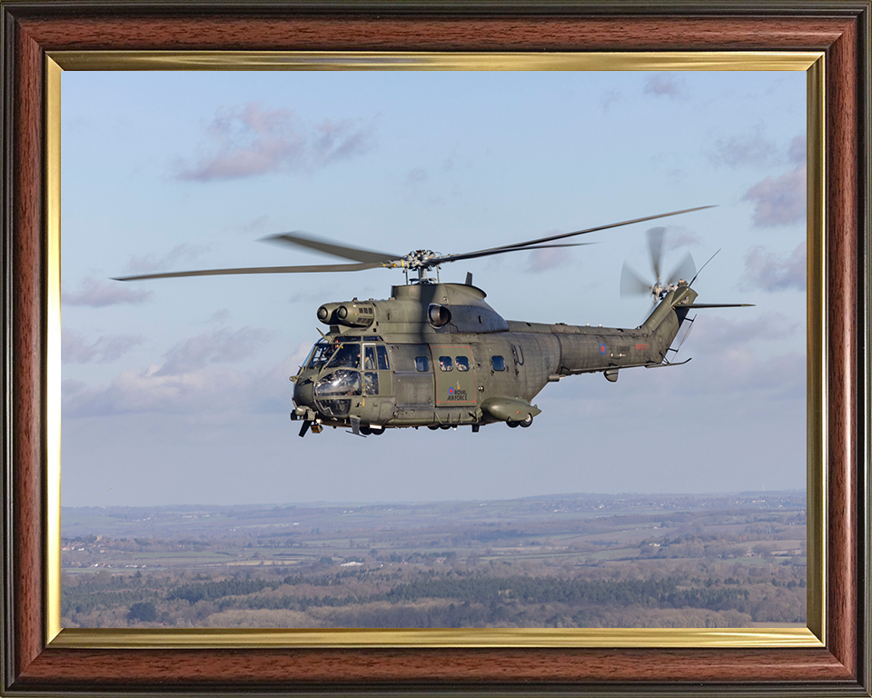 RAF Puma HC2 Helicopter in flight Photo Print - Royal Air Force Aircraft Hampshire Prints 10 x 8 Classic Frame No