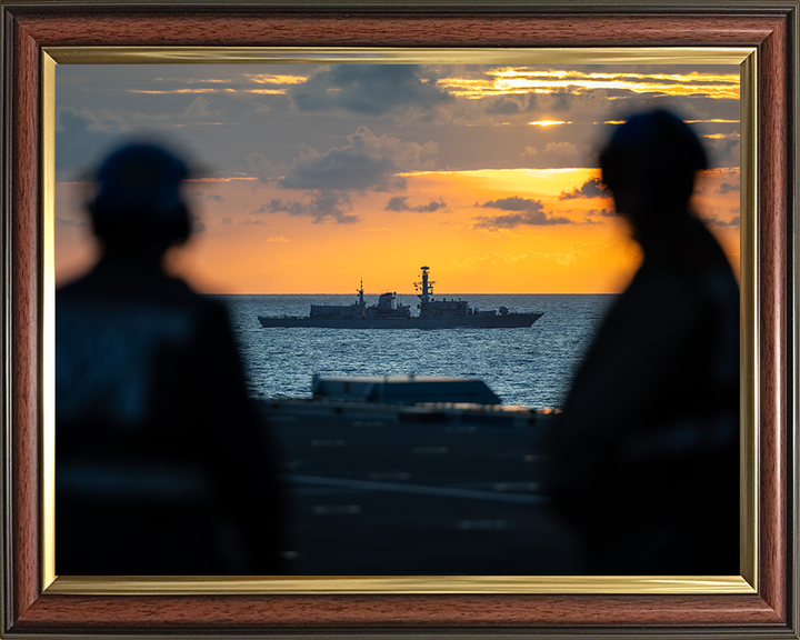HMS Richmond (F239) Photo Print - From HMS Prince of Wales 2025 - Royal Navy Type 23 Frigate Hampshire Prints 10 x 8 Classic Frame No