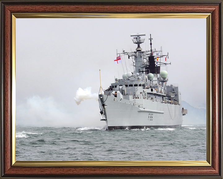 HMS Campbeltown (F86) Royal Navy Type 22 Frigate Gun Salute Photo Print Wall Art Decor Posters, Prints, & Visual Artwork Hampshire Prints 10 x 8 Classic Frame No