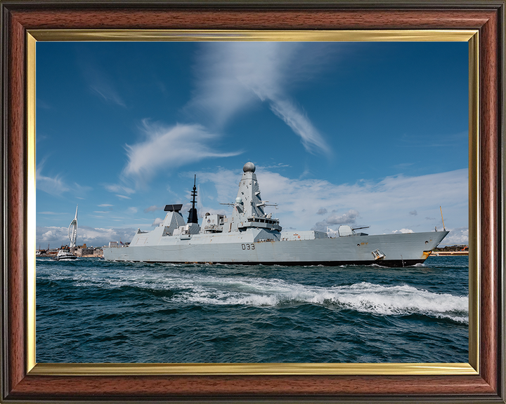 HMS Dauntless (D33) Photo Print - Exiting Portsmouth 2025 - Royal Navy Type 45 Destroyer Hampshire Prints 10 x 8 Classic Frame No