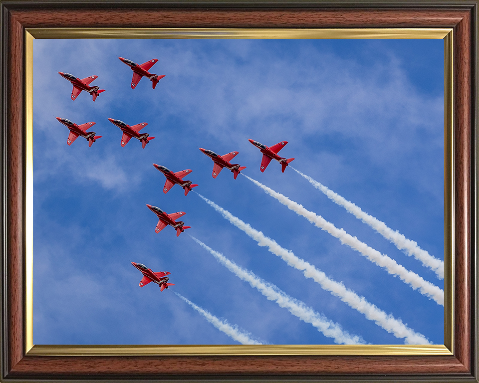 RAF Red Arrows in Formation 2025 Photo Print - Royal Air Force Aircraft Hampshire Prints 10 x 8 Classic Frame No