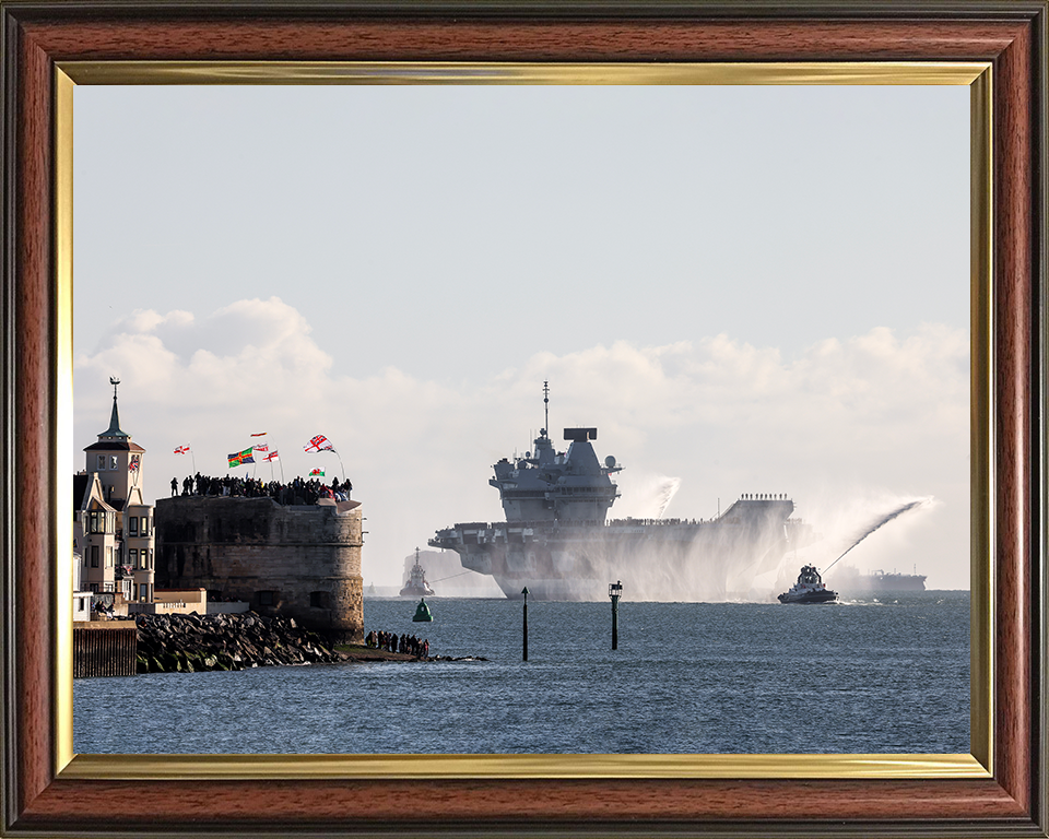 HMS Prince of Wales (R09) Photo Print - Round Tower 2025 - Royal Navy Queen Elizabeth Class Aircraft Carrier Posters, Prints, & Visual Artwork Hampshire Prints 10 x 8 Classic Frame No