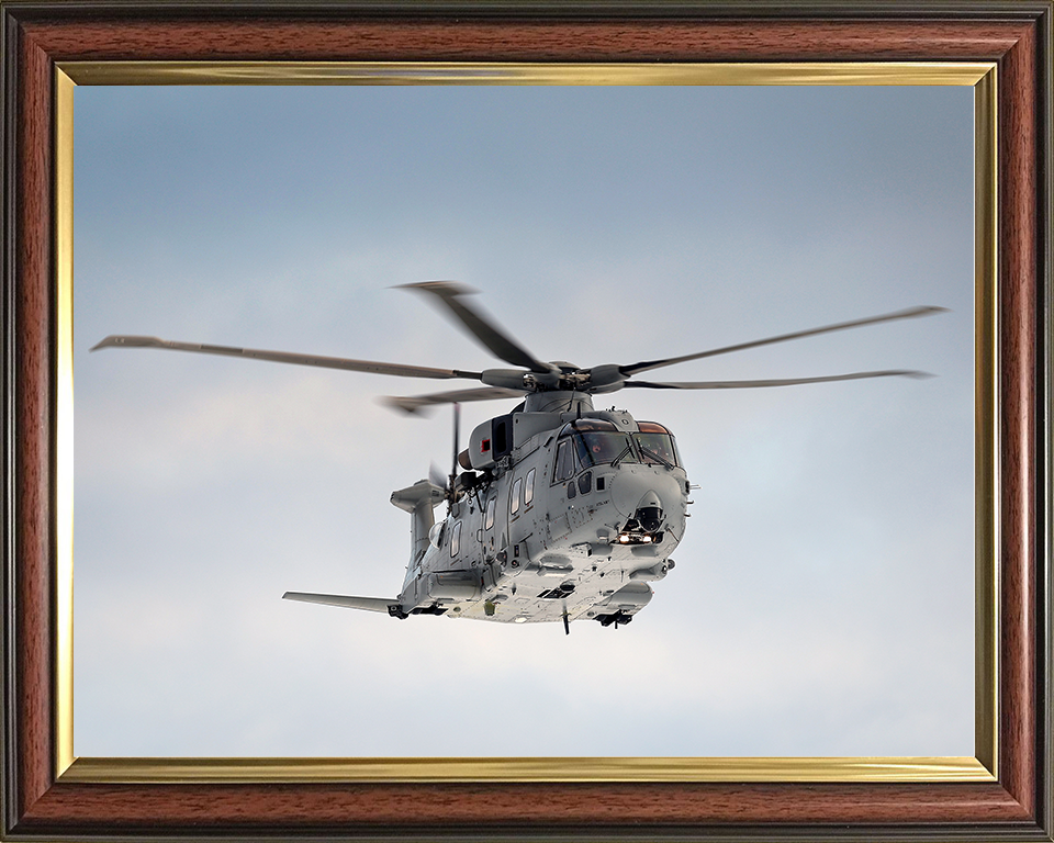 Merlin MK4 Helicopter Front View in Flight 2026 Royal Navy Aircraft Photo Print Wall Art Naval Decor UK Posters, Prints, & Visual Artwork Hampshire Prints 10 x 8 Classic Frame No