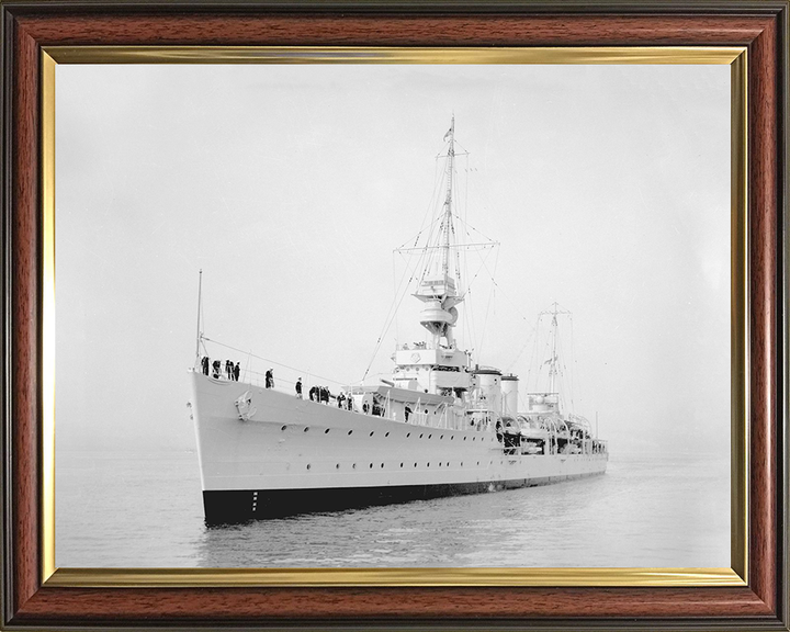 HMS Despatch (D30) Photo Print - Port Bow View - Royal Navy Danae Class Cruiser Hampshire Prints 10 x 8 Classic Frame No