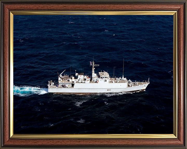 HMS Ramsey (M110) Photo Print - High Starboard View - Royal Navy Sandown Class Minehunter Hampshire Prints 10 x 8 Classic Frame No