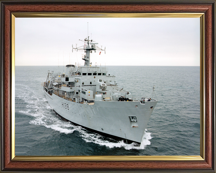 HMS Herald (H138) Photo Print - Port Side View At Sea - Royal Navy Hecla Class Survey Vessel