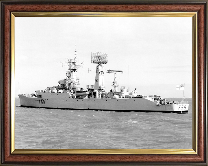 HMS Chichester (F59) Royal Navy Salisbury Class Frigate Port Side View Photo Print Wall Art Decor Posters, Prints, & Visual Artwork Hampshire Prints 10 x 8 Classic Frame No