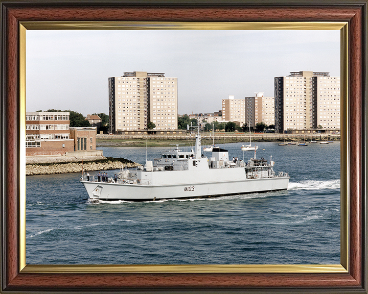 HMS Cromer (M103) Photo Print - Leaving Portsmouth 1999 - Royal Navy Sandown Class Minehunter