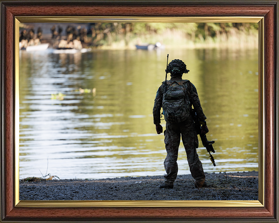 Soldier River Crossing Photo Print - British Army Hampshire Prints 10 x 8 Classic Frame No