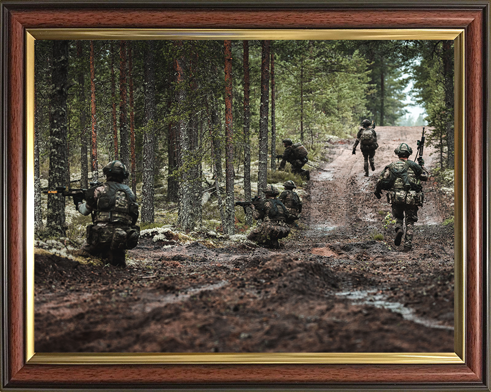 Soldiers During a forest patrol Photo Print - British Army Hampshire Prints 10 x 8 Classic Frame No