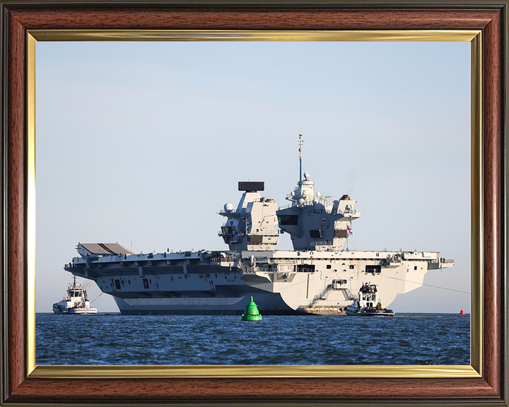 HMS Prince of Wales (R09) Royal Navy Queen Elizabeth Class Aircraft Carrier Sails Photo Print Posters, Prints, & Visual Artwork Hampshire Prints 10 x 8 Classic Frame No