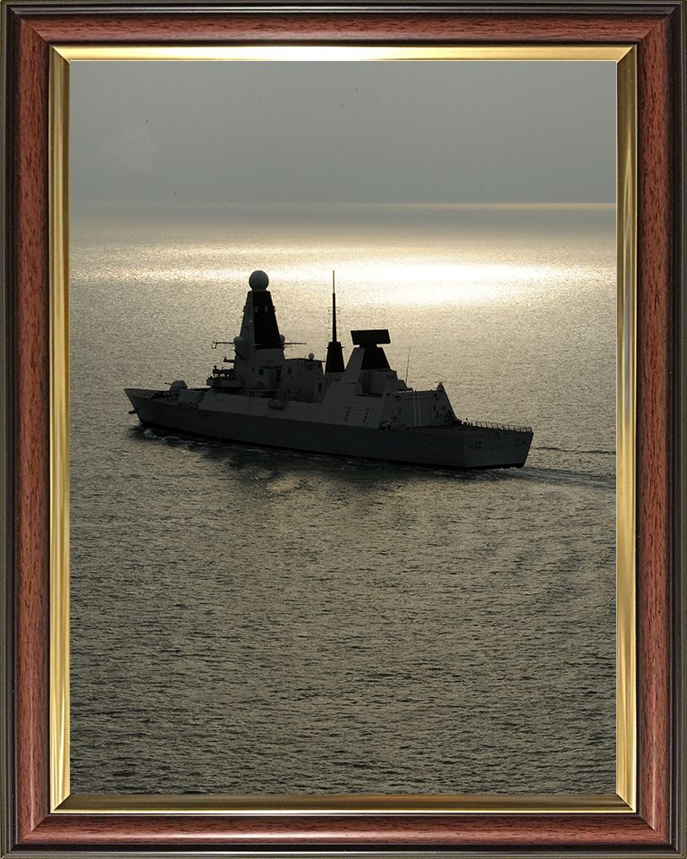 HMS Daring (D32) Photo Print - At Sunset 2010 - Royal Navy Type 45 Destroyer Hampshire Prints 10 x 8 Classic Frame No