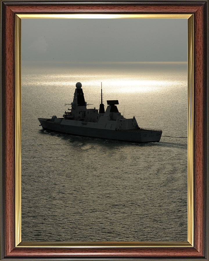 HMS Daring (D32) Photo Print - At Sunset 2010 - Royal Navy Type 45 Destroyer Hampshire Prints 10 x 8 Classic Frame No