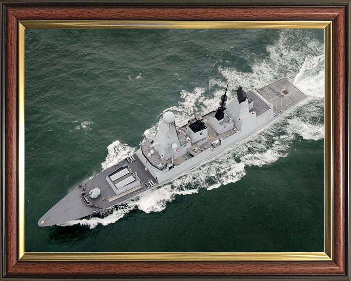 HMS Daring (D32) Royal Navy Type 45 Destroyer From Above 2014 Photo Print Wall Art Decor Posters, Prints, & Visual Artwork Hampshire Prints 10 x 8 Classic Frame No