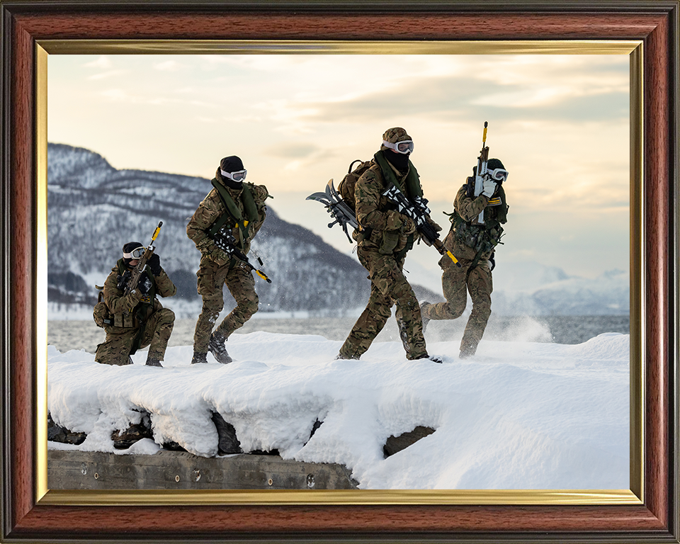 Royal Marines cold weather beach Landing Photo Print - 40 Commando Hampshire Prints 10 x 8 Classic Frame No