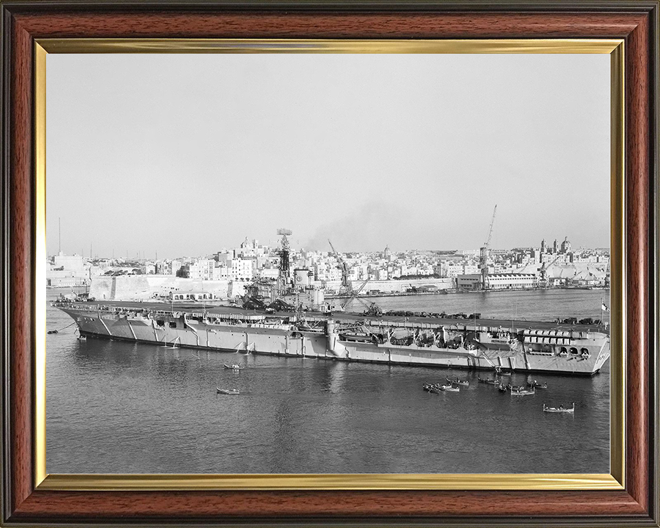 HMS Albion (R07) Royal Navy Centaur Class Carrier Grand Harbour Valletta Photo Print Wall Art Naval Decor Posters, Prints, & Visual Artwork Hampshire Prints 10 x 8 Classic Frame No