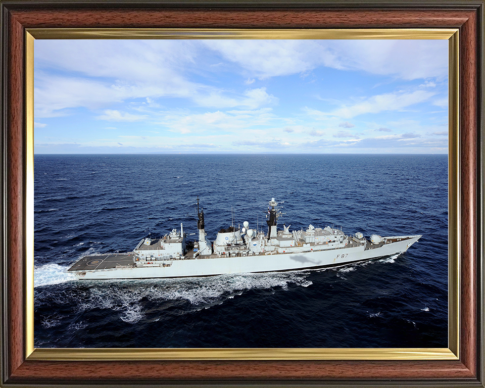 HMS Chatham (F87) Royal Navy Type 22 Frigate From a Helicopter Photo Print Wall Art Decor Posters, Prints, & Visual Artwork Hampshire Prints 10 x 8 Classic Frame No