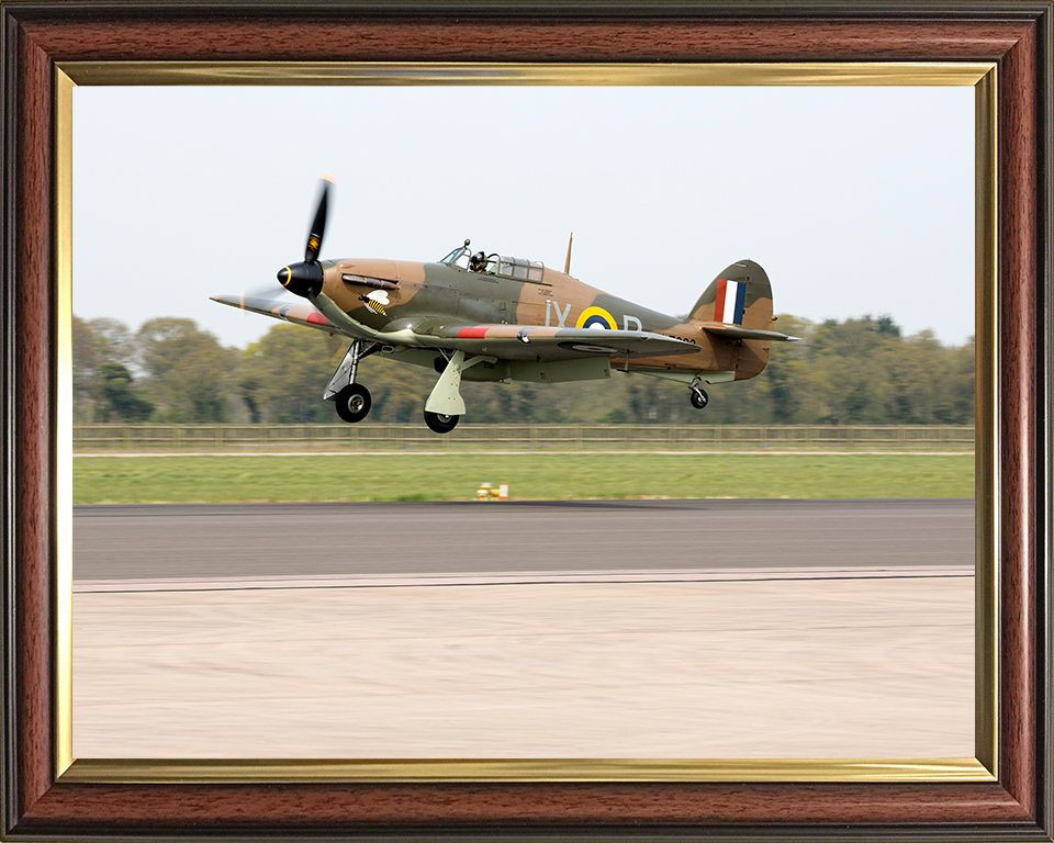 RAF Hurrincane LF363 Landing Photo Print - Royal Air Force Aircraft Hampshire Prints 10 x 8 Classic Frame No