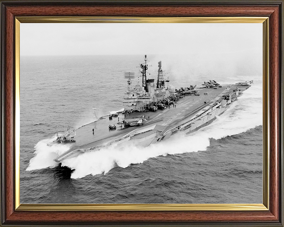 HMS Ark Royal (R09) Royal Navy Audacious Class Aircraft Carrier At Speed Photo Print Wall Art Decor Posters, Prints, & Visual Artwork Hampshire Prints 10 x 8 Classic Frame No