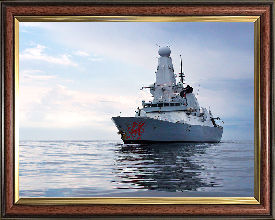 HMS Dragon (D35) Royal Navy Type 45 Destroyer Port Bow Reflection Photo Print Wall Art Decor Posters, Prints, & Visual Artwork Hampshire Prints 10 x 8 Classic Frame No