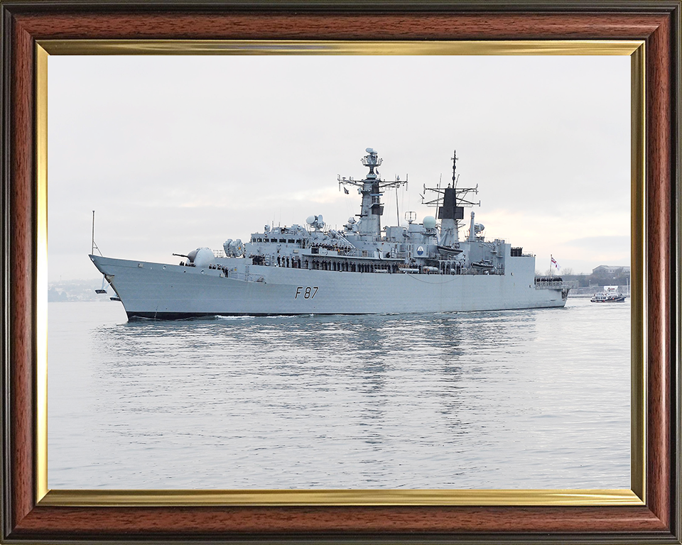 HMS Chatham (F87) Royal Navy Type 22 Frigate Leaving Harbour Photo Print Wall Art Decor Posters, Prints, & Visual Artwork Hampshire Prints 10 x 8 Classic Frame No