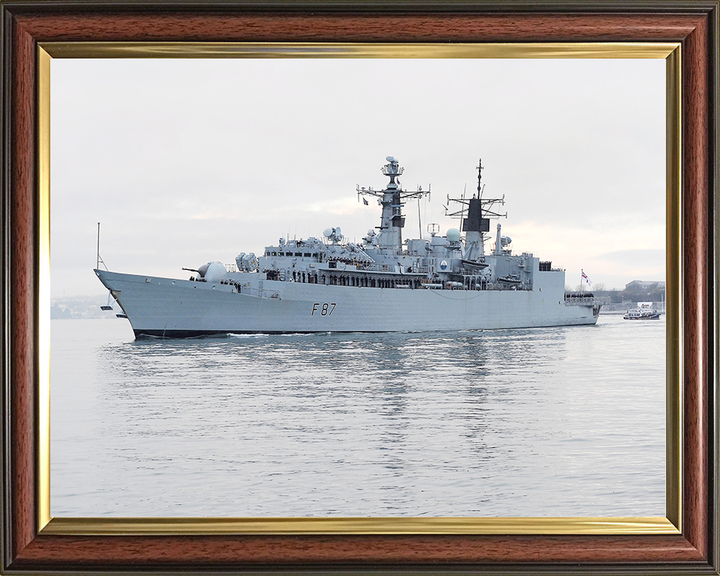 HMS Chatham (F87) Royal Navy Type 22 Frigate Leaving Harbour Photo Print Wall Art Decor Posters, Prints, & Visual Artwork Hampshire Prints 10 x 8 Classic Frame No