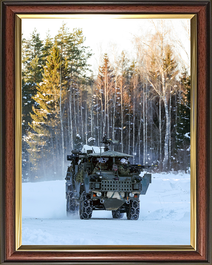 British Army Soldier operating a Jackal 2 Vehicle in the Snow Photo Print Wall Art Military Decor Posters, Prints, & Visual Artwork Hampshire Prints 10 x 8 Classic Frame No