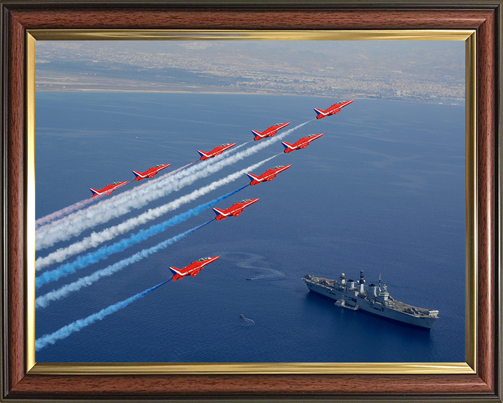 HMS Illustrious (R06) Photo Print - With Red Arrows - Royal Navy Invincible Class Aircraft Carrier Hampshire Prints 10 x 8 Classic Frame No