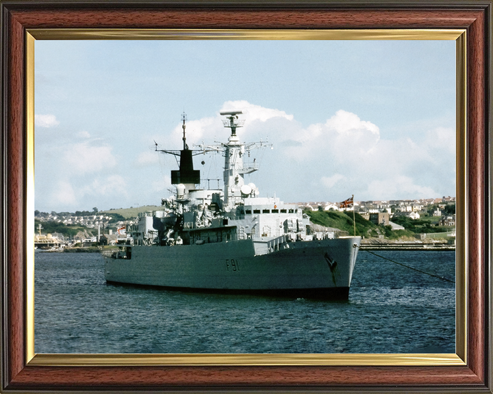 HMS Brazen (F91) Royal Navy Type 22 Frigate At A Buoy Photo Print Wall Art Decor Posters, Prints, & Visual Artwork Hampshire Prints 10 x 8 Classic Frame No