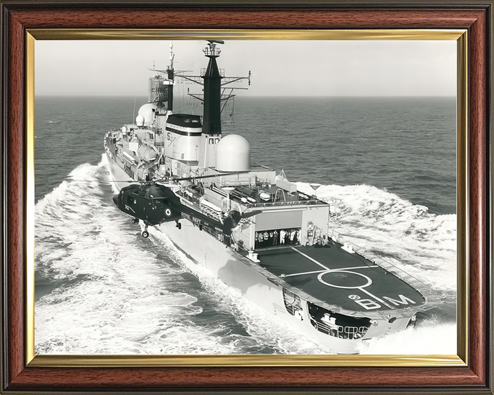 HMS Birmingham (D86) Royal Navy Type 42 Destroyer With Helicopter Photo Print Wall Art Decor Posters, Prints, & Visual Artwork Hampshire Prints 10 x 8 Classic Frame No