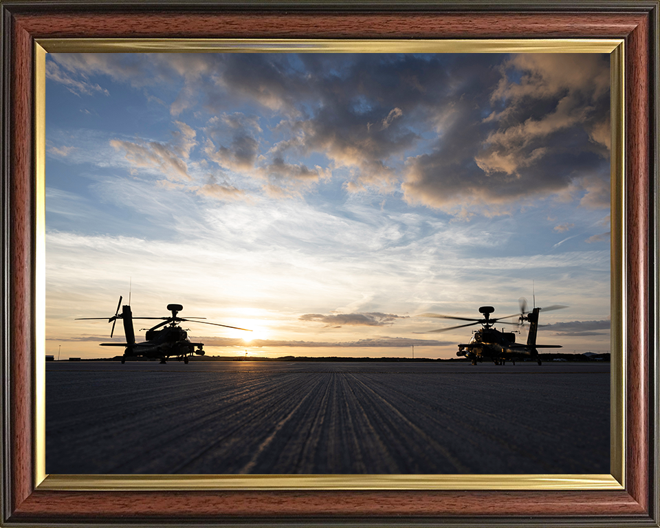 Army air Corps Apache Helicopters at sunset Photo Print - British Army Posters, Prints, & Visual Artwork Hampshire Prints 10 x 8 Classic Frame No