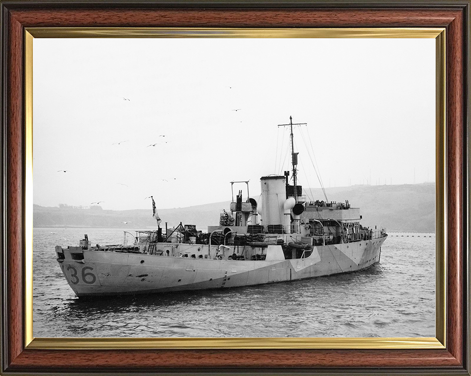 HMS Clematis (K36) Royal Navy Flower Class Corvette Starboard Quarter Photo Print Wall Art Decor Posters, Prints, & Visual Artwork Hampshire Prints 10 x 8 Classic Frame No