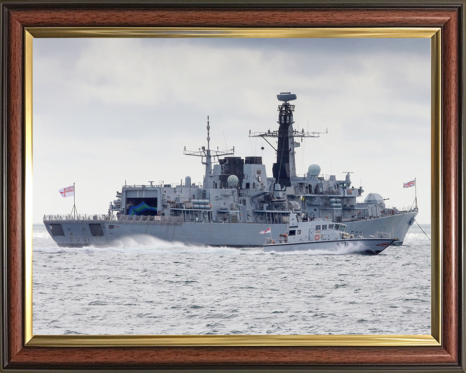 HMS Argyll (F231) Royal Navy Type 23 Frigate With P2000 Wall Art Photo Print Naval Decor Posters, Prints, & Visual Artwork Hampshire Prints 10 x 8 Classic Frame No