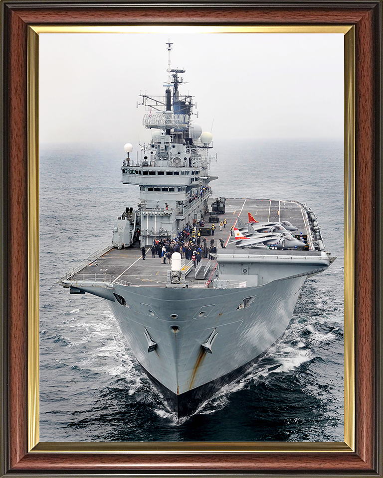 HMS Ark Royal (R07) Royal Navy Invincible Class Aircraft Carrier Ski Jump View Photo Print Wall Art Decor Posters, Prints, & Visual Artwork Hampshire Prints 10 x 8 Classic Frame No
