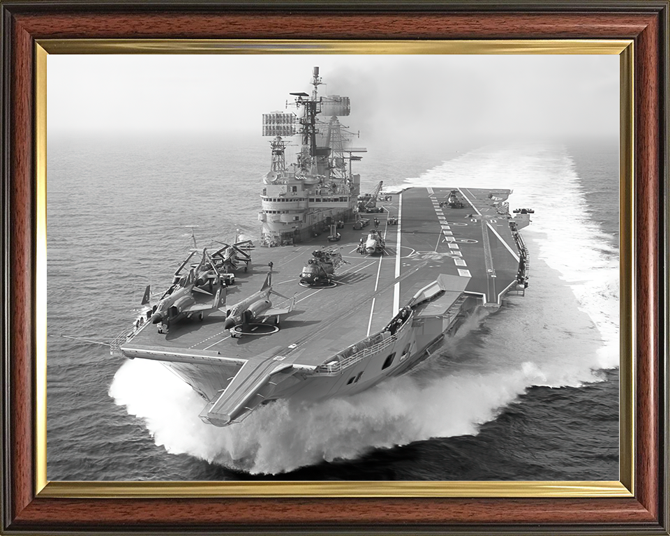 HMS Ark Royal (R09) Royal Navy Audacious Class Aircraft Carrier Underway Photo Print Wall Art Decor Posters, Prints, & Visual Artwork Hampshire Prints 10 x 8 Classic Frame No