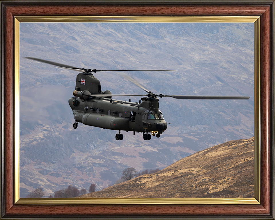 RAF Chinook Helicopter Flies Over The Highlands Photo Print - Royal Air Force Aircraft Hampshire Prints 10 x 8 Classic Frame No