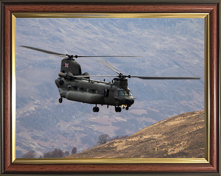 RAF Chinook Helicopter Flies Over The Highlands Photo Print - Royal Air Force Aircraft Hampshire Prints 10 x 8 Classic Frame No