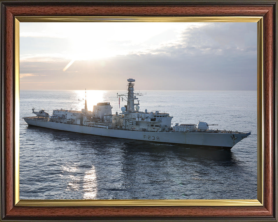 HMS Northumberland (F238) Photo Print - Starboard View at Sunset - Royal Navy Type 23 Frigate Hampshire Prints 10 x 8 Classic Frame No